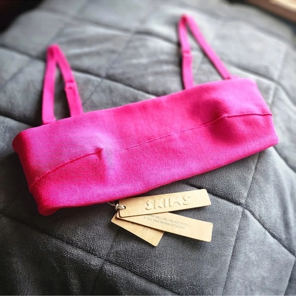 SKIMS (B9) Knit Swim Bandeau Bikini Top in Magenta size 2X NWT